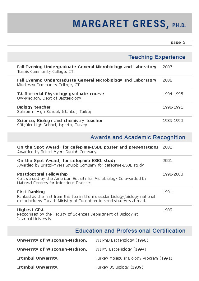 curriculum vitae examples. CV samples and Resume Examples