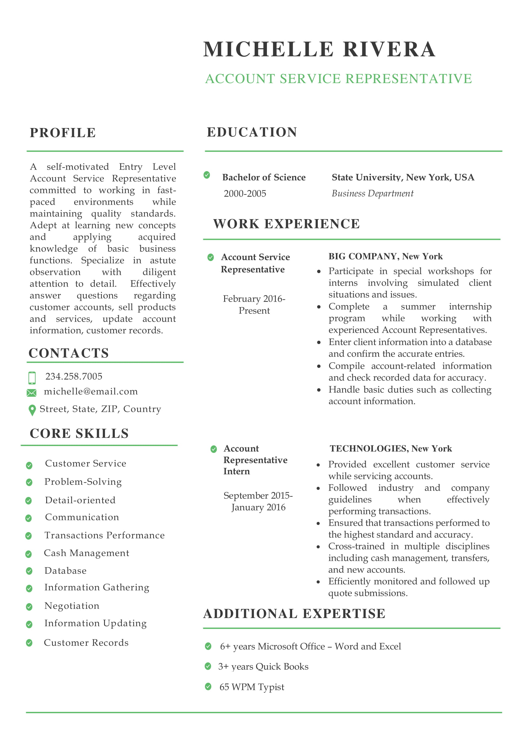 professional written resume