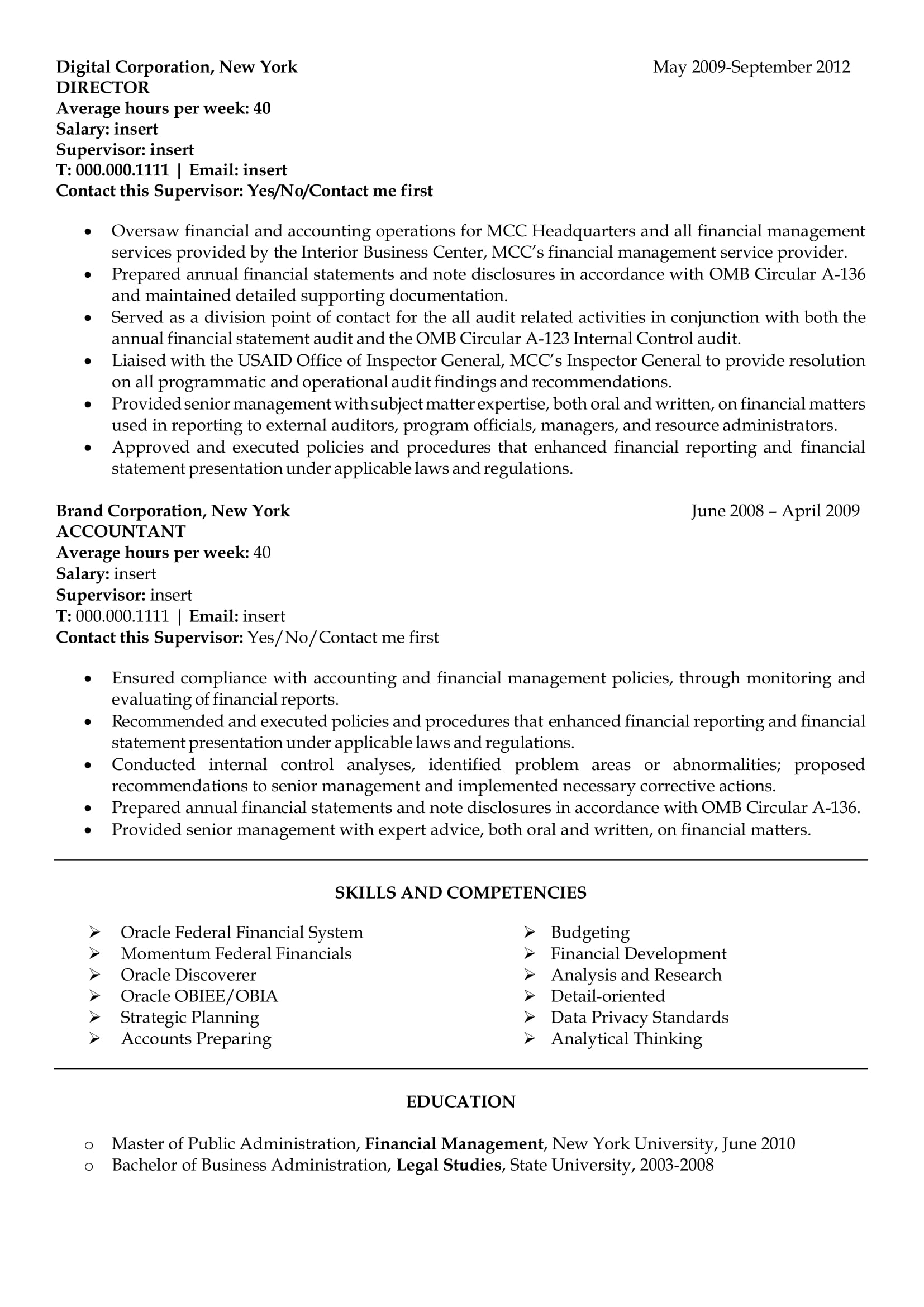 Professional resume sample