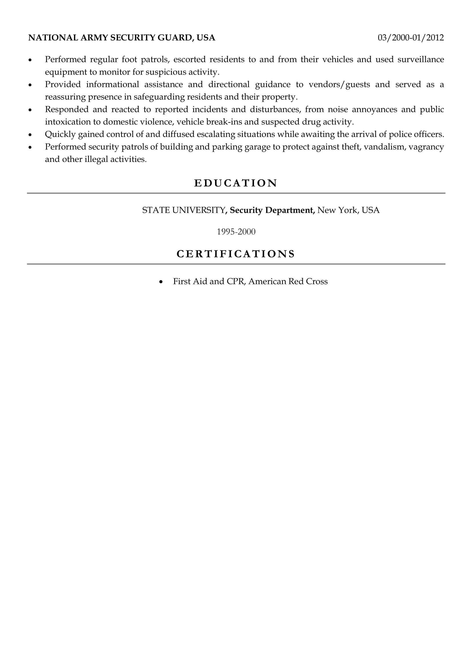 Professional resume sample