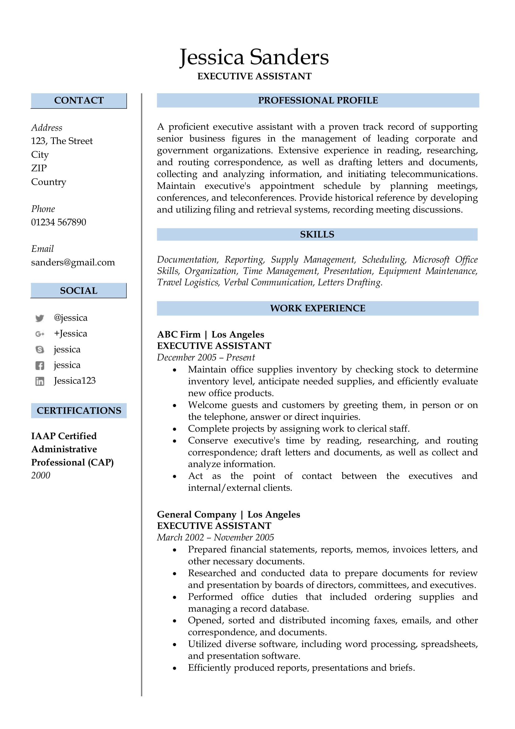 resume template with examples